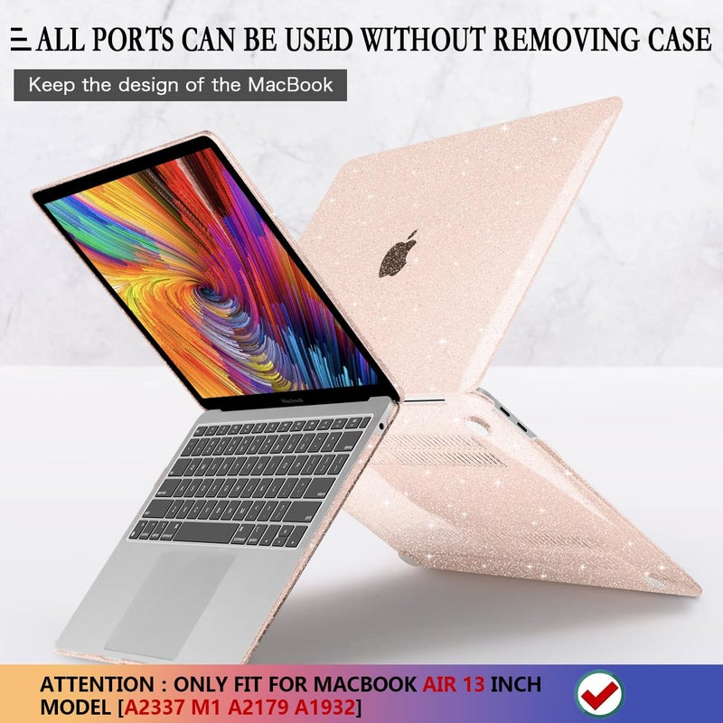 CISSOOK Glitter Pink Case for MacBook Air 13 inch 2021 2020 2018 Release Model A2337 A2179 A1932 with Touch ID, Sparkly Hard Shell Case & Keyboard Cover for MacBook Air 13 M1, Glitter Cherry Pink - Image 5