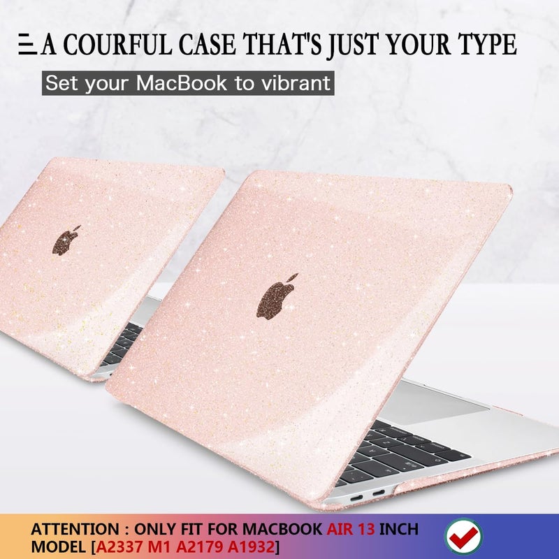 CISSOOK Glitter Pink Case for MacBook Air 13 inch 2021 2020 2018 Release Model A2337 A2179 A1932 with Touch ID, Sparkly Hard Shell Case & Keyboard Cover for MacBook Air 13 M1, Glitter Cherry Pink - Image 3