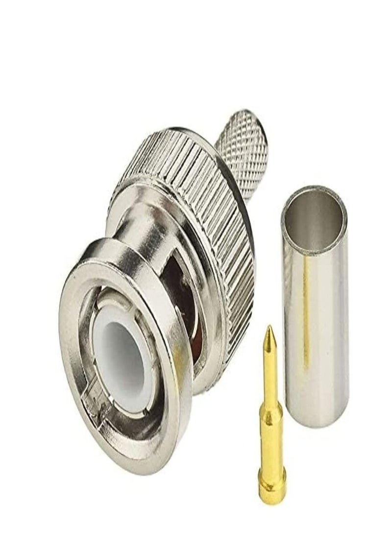 DKURVE® BNC Male Crimp-ON Crimp ON CONNECTORS Plugs RG59 CCTV DVR (10 PACK) - Image 1