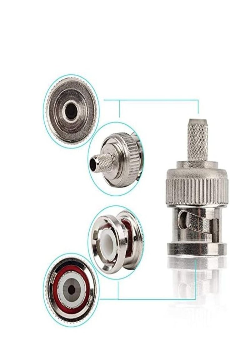 DKURVE® BNC Male Crimp-ON Crimp ON CONNECTORS Plugs RG59 CCTV DVR (10 PACK) - Image 2