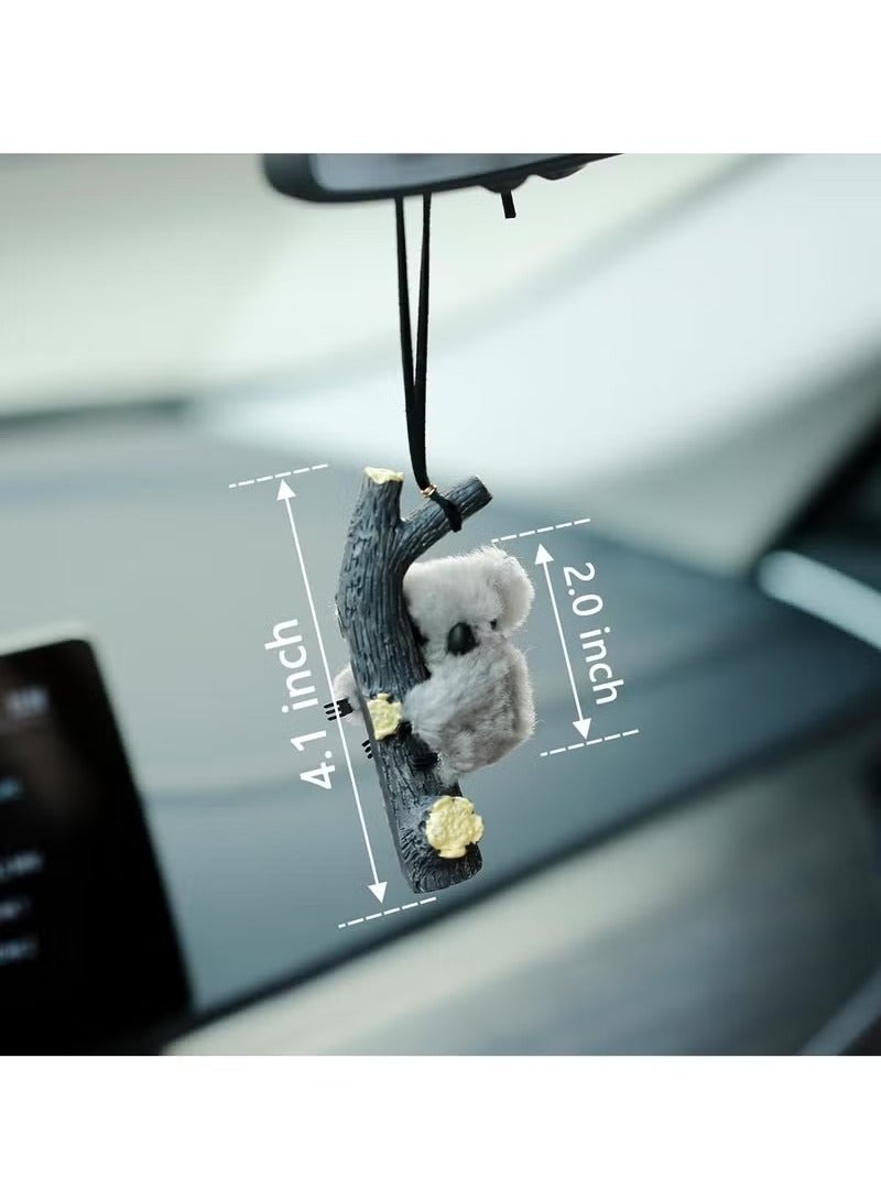 1pc Funny Koala Hugging Tree Car Interior Rear Mirror Hanging Accessories Decorations (Grey) - Image 3