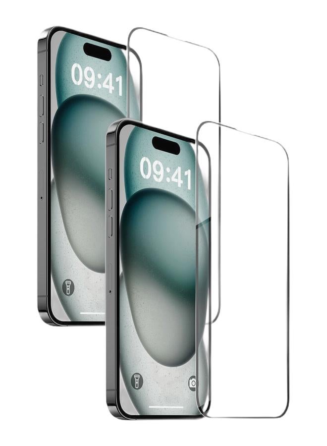ACLIX 2 Package of Screen Protectors for iPhone 15 Pro Max, 9H Tempered Glass Screen Shatterproof Anti-Scratch Glass HD Clear Case Friendly - Image 1