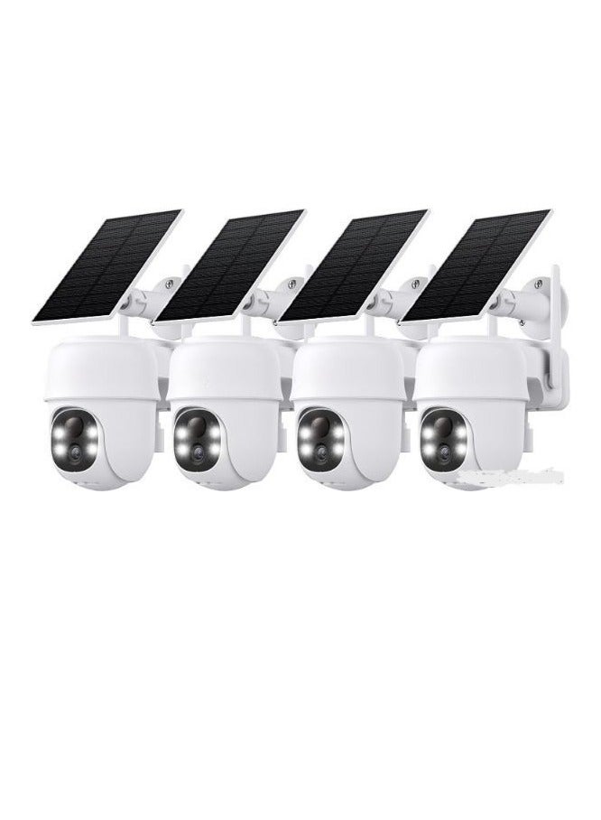 2K Home Security Cameras – 2.4G WiFi Wireless Outdoor Solar/Battery Powered, 360° Viewing, Human Detection, Color Night Vision, Cloud/SD Storage (4-Pack) - Image 1