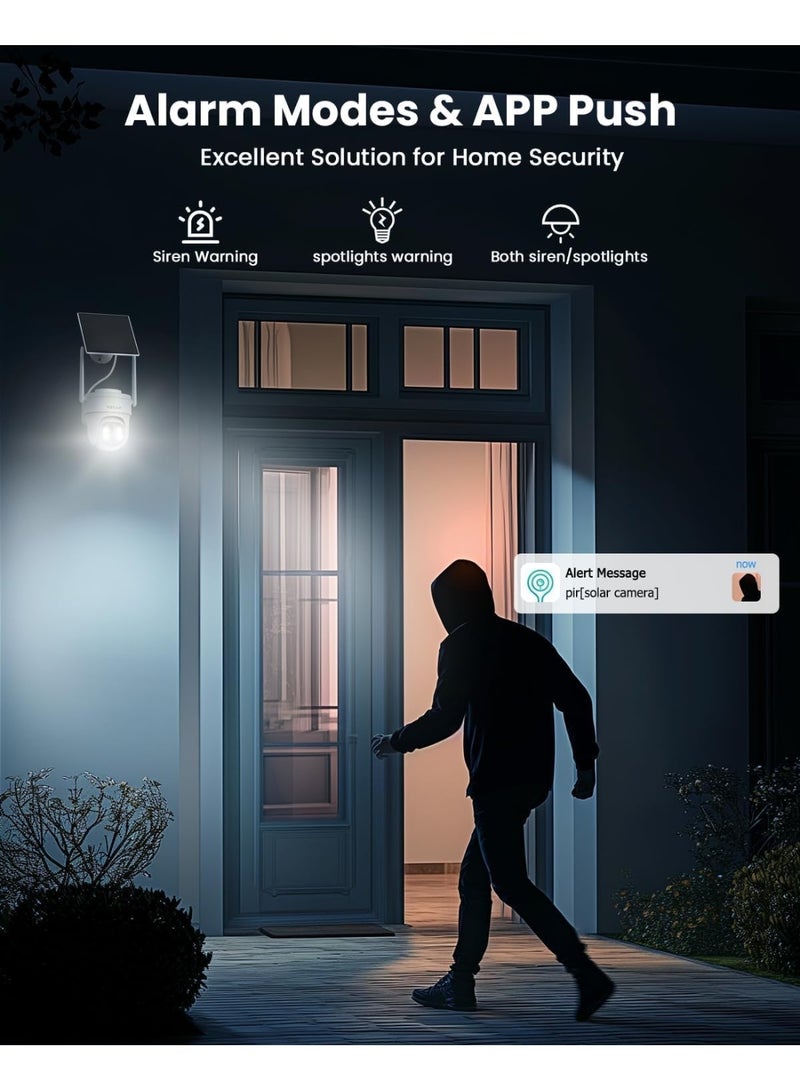 2K Home Security Cameras – 2.4G WiFi Wireless Outdoor Solar/Battery Powered, 360° Viewing, Human Detection, Color Night Vision, Cloud/SD Storage (4-Pack) - Image 2