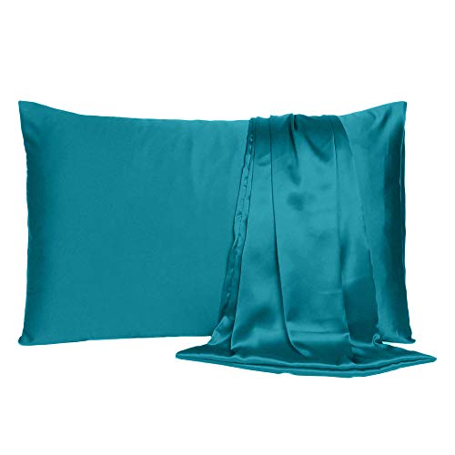 Oussum Satin Silk Pillowcase Cover Soft and Comfortable Hair & Skin Envelop Closure Home Decor Single Pcs with Free Scrunchie (Corsair Blue, Standard Size(20"x26") - Image 1