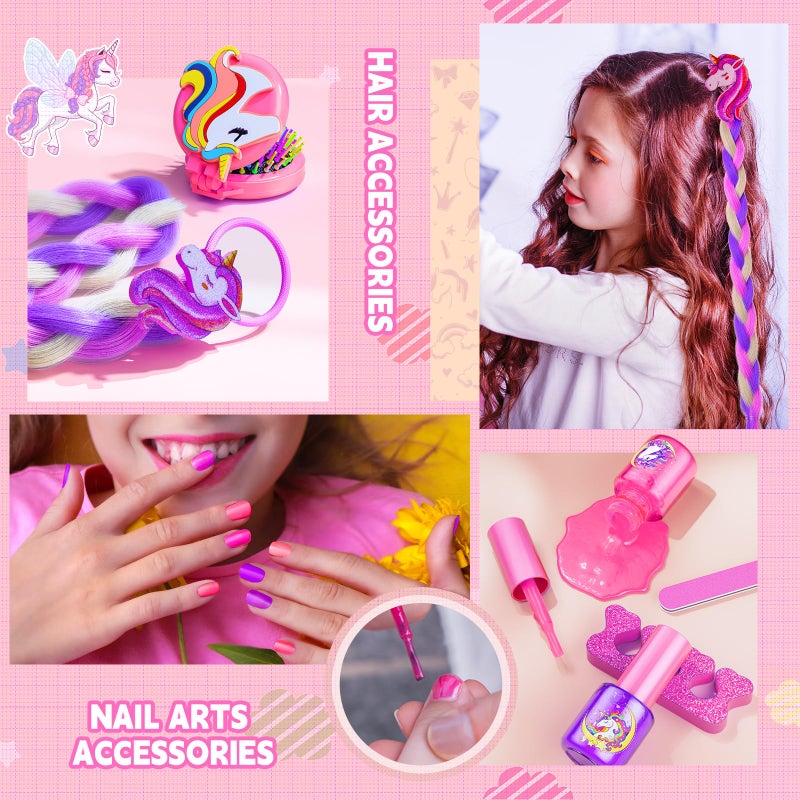 Beayuck Kids Makeup Kit For Girl - Girls Makeup Kit Toys With Flying Horse Storage Case  Kids Play Makeup Set For Christmas Birthday Gift 3 4 5 6 8 10 11 12+ Years Old - Image 5