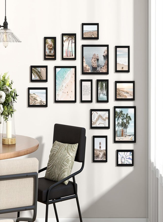 Venusmiles 15 Pack Picture Frames Collage Wall Decor, Gallery Frame Set for Wall Mounting or Tabletop Display, Multi Sizes Including 3pcs 8x10, 6pcs 5x7, 6pcs 4x6, Black - Image 2