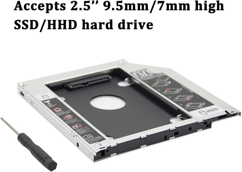 JK Vision Caddy for SSD & HDD for Optical Bay 2nd Hard Drive Caddy, Caddy 9.5mm for Laptop - Image 3