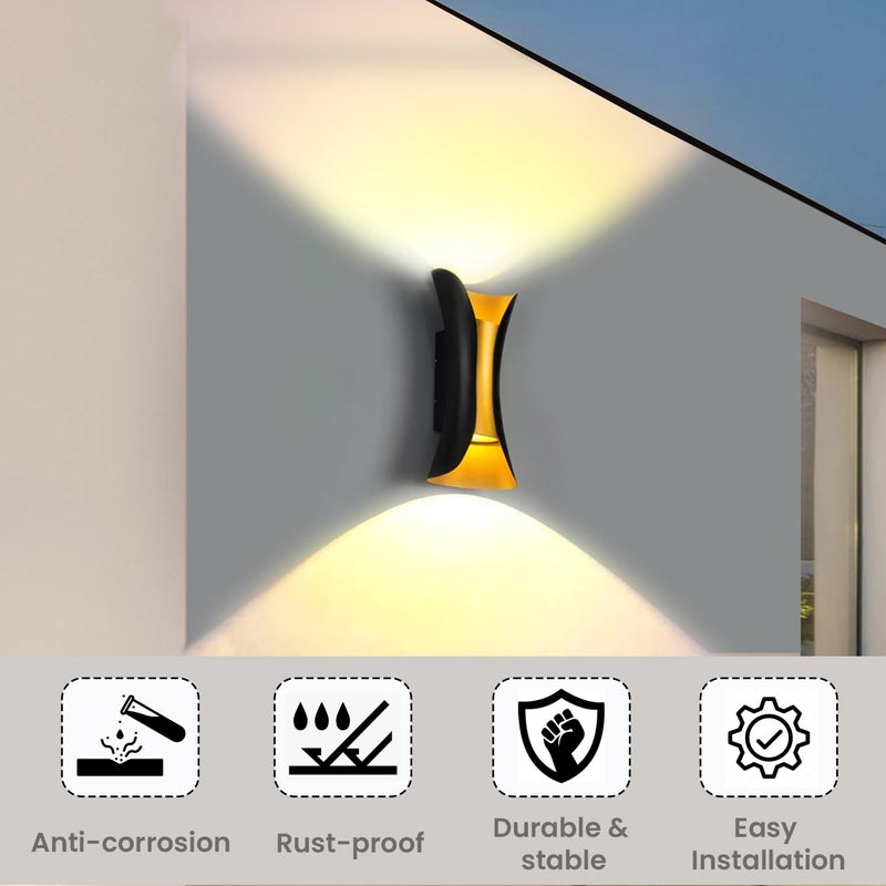 GIGAWATTS 10W Wall Light 2 Way BIS Approved 120 Beam Angle Modern IP65 Waterproof 110LM COB LED Mount Fixture Up Down Sconce Lamp for Home Outdoor Yard Living Room Bedroom Decor 1Pc Warm White - Image 4