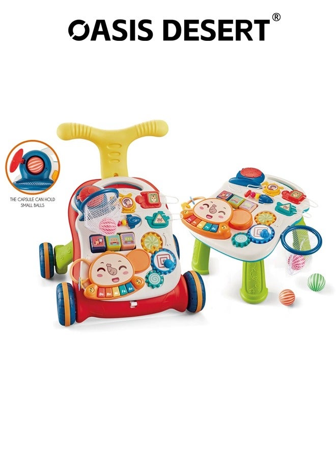 صحراء الواحة 2 في 1 مشاية متعددة الوظائف جالسة عمودية التعليم المبكر مركز نشاط الأطفال التعلم المشاية المتنقلة لعبة تعلم الموسيقى اللعب - Image 2