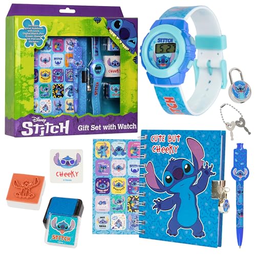Disney Stitch Digital Watch Journal Diary with Lock for Girls Boys Cute Spiral Notebook Pen Stamp Ink Pad Fun Cute Stuff Gifts for Kids - Image 1