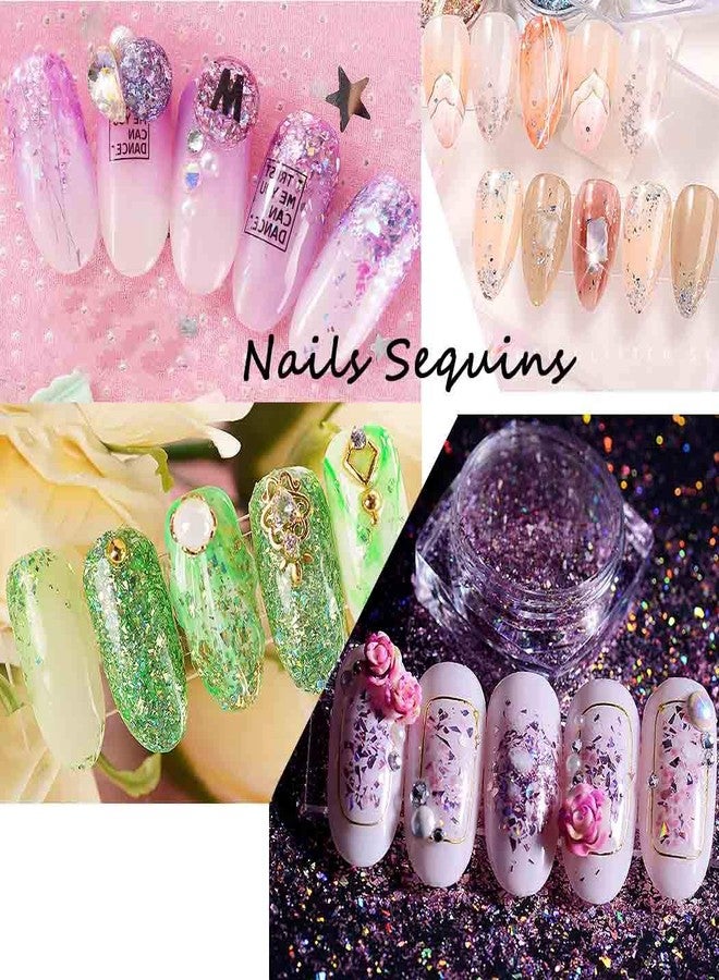 Sethexy 12 Colors Holographic Glitter Salon Manicure Superfine Nails Sequins Mixed Iridescent Paillette for Nails Art (C) - Image 2
