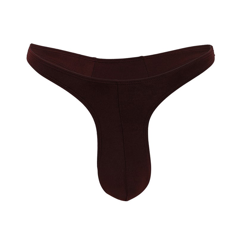 European and American Cross-border Mens Sexy Thongs Seamless Low Waist Sexy Adult Young Gay Mens Narrow Hip T-pants Coffee 