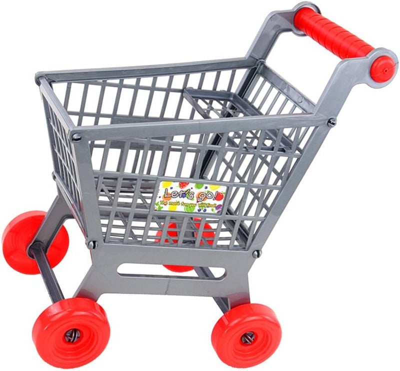klarako Mini Shopping Trolley Cart, Storage Basket Kids Toy, Plastic Role Play Pretend Toy for Children with Child Seat and Rolling Wheels 27x19x30cm - Image 3