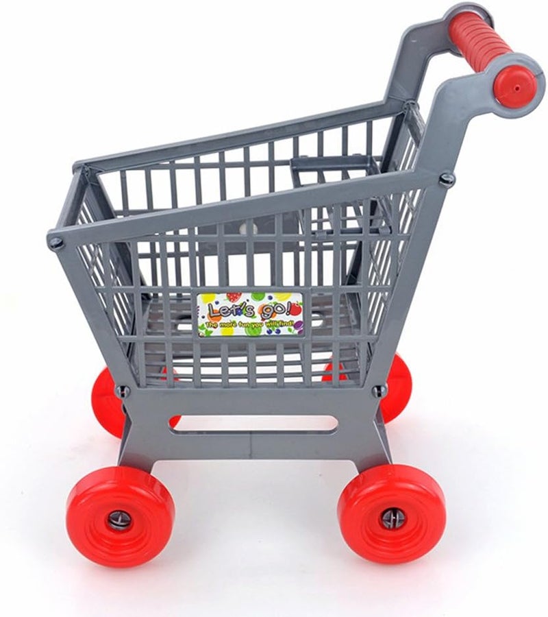 klarako Mini Shopping Trolley Cart, Storage Basket Kids Toy, Plastic Role Play Pretend Toy for Children with Child Seat and Rolling Wheels 27x19x30cm - Image 4