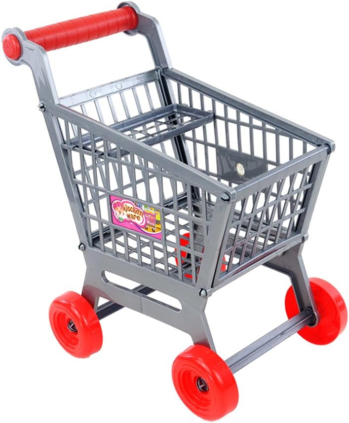 klarako Mini Shopping Trolley Cart, Storage Basket Kids Toy, Plastic Role Play Pretend Toy for Children with Child Seat and Rolling Wheels 27x19x30cm - Image 2