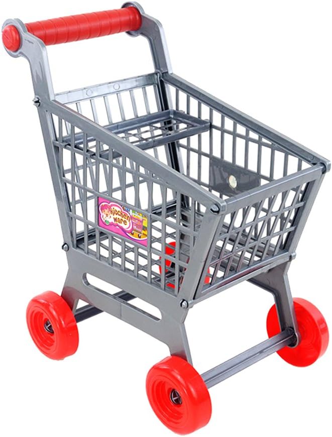 klarako Mini Shopping Trolley Cart, Storage Basket Kids Toy, Plastic Role Play Pretend Toy for Children with Child Seat and Rolling Wheels 27x19x30cm - Image 5