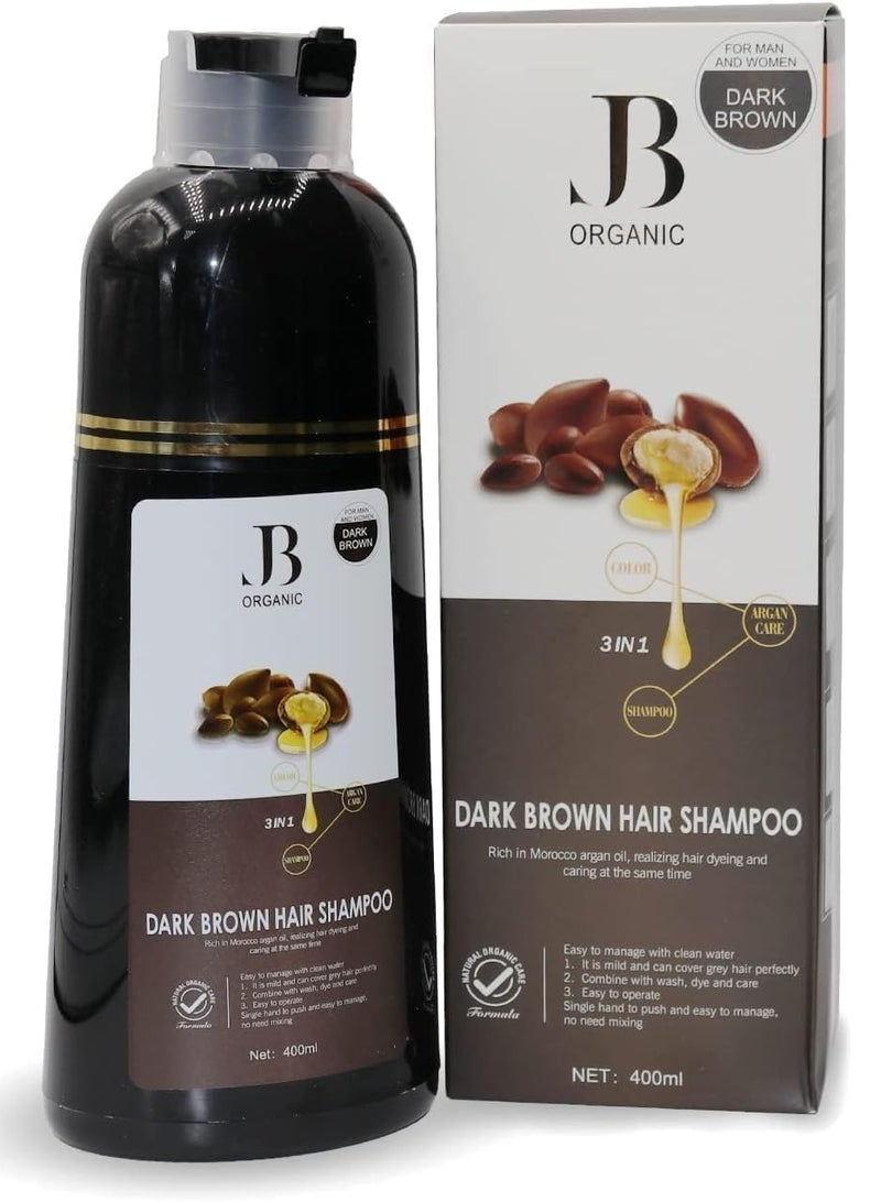 جي بي اورجانيك شامبو 3 في 1 للشعر البني الداكن للرجال والنساء 400 مل
