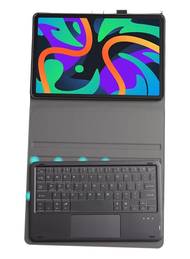 لوحة مفاتيح تعمل بالبلوتوث ومزودة بشاشة تعمل باللمس، متوافقة مع Lenovo Tab M11 بحجم 11 بوصة (نموذجا TB-330FU/TB-331FC). تحتوي هذه الحافظة على حامل قلم وتوفر حماية لجهاز التابلت Tab M11. - Image 3