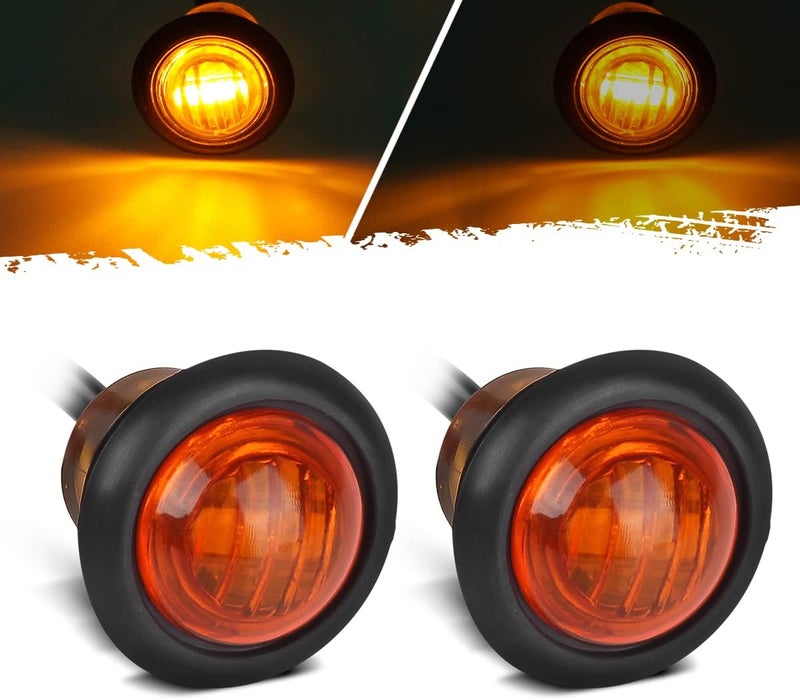 Partsam 2pcs 3/4" Mini Amber LED Marker Clearance Turn Signal Air Dam Light, 3 Wires, 12V - Image 1