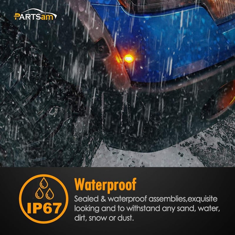 Partsam 2pcs 3/4" Mini Amber LED Marker Clearance Turn Signal Air Dam Light, 3 Wires, 12V - Image 5