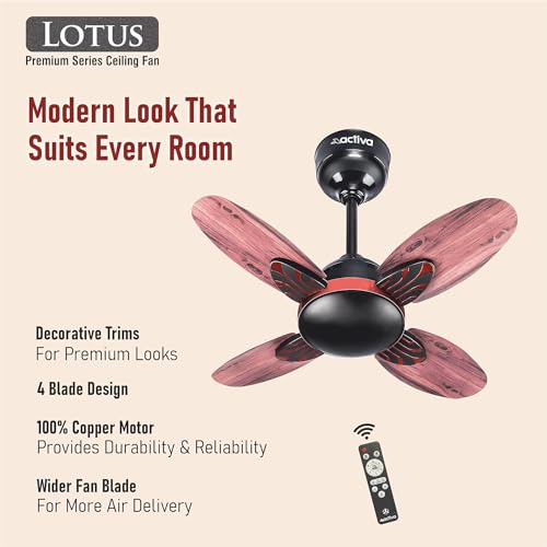 ACTIVA Lotus 600mm High Speed BLDC Ceiling Fan | 28W 850 RPM | 4 Blade | Energy Saving | Remote Control | Reversible Mode & Timer | 5 Year Warranty | Smoke Wood Pack of 1 - Image 5