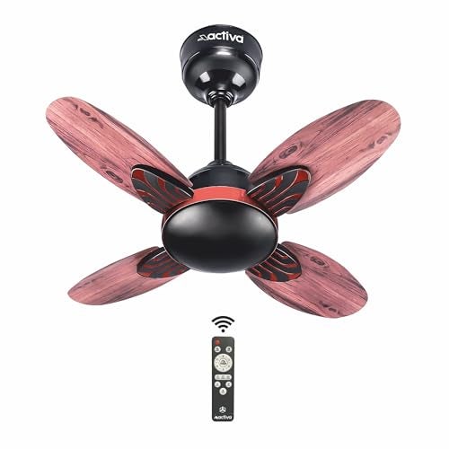 ACTIVA Lotus 600mm High Speed BLDC Ceiling Fan | 28W 850 RPM | 4 Blade | Energy Saving | Remote Control | Reversible Mode & Timer | 5 Year Warranty | Smoke Wood Pack of 1 - Image 1