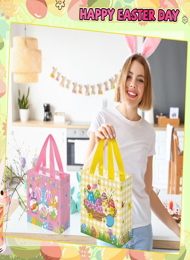 Gilprop 32 Pcs Easter Gift Bags Bulk with Handles Easter Egg Hunt Tote Bag Reusable Non Woven Bunny Holiday Goodie Basket for Carrot Chick Egg Hunt Game Party Favors, 8 Unique Patterns - Image 5