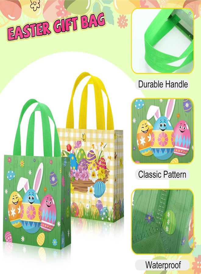 Gilprop 32 Pcs Easter Gift Bags Bulk with Handles Easter Egg Hunt Tote Bag Reusable Non Woven Bunny Holiday Goodie Basket for Carrot Chick Egg Hunt Game Party Favors, 8 Unique Patterns - Image 3