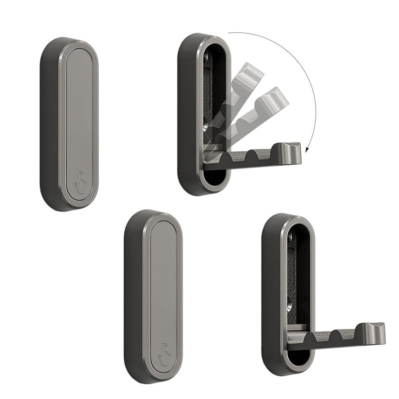 Concealed Folding Coat Hooks – Zinc Alloy, Gentleman’s Black (Round), 4 Pieces, Wall Mount, Foldable