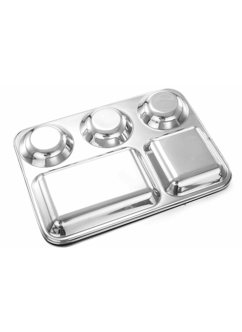 Expresso - Expresso® 5 in1 Round Extra Deep Compartment Divided Plate/Thali/Bhojan Thali/Mess Tray/Dinner Plate Set of 2 pc - Image 1