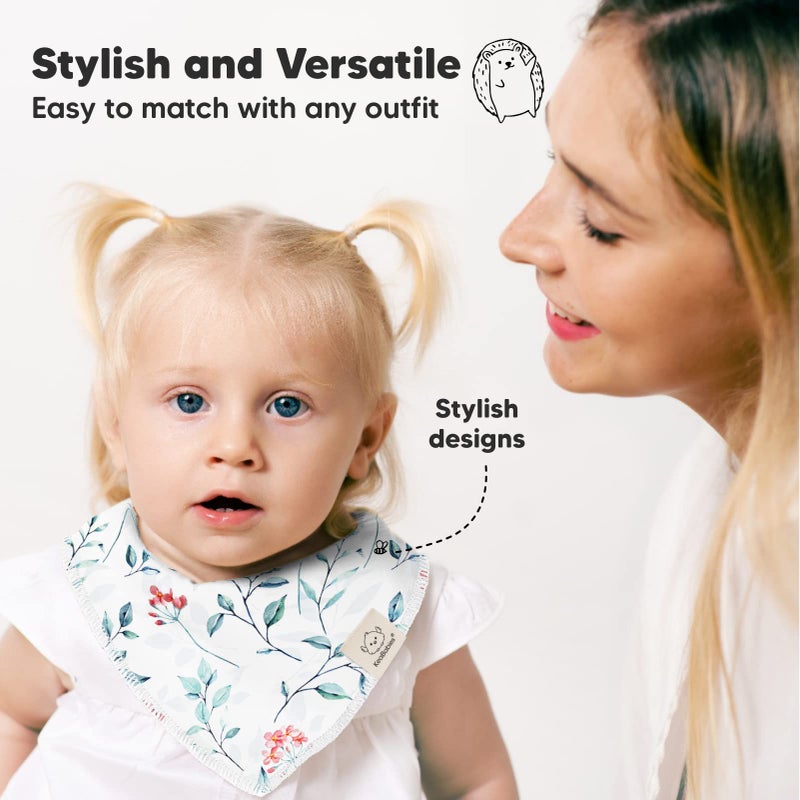 KeaBabies 10-Pack Organic Baby Bandana Bibs for Girls - Super Absorbent Triangle Baby Bibs for Drooling and Teething Infant, 100% Cotton Extra Soft for Newborn, Infant 0-36 Months (Tea Party) - Image 4