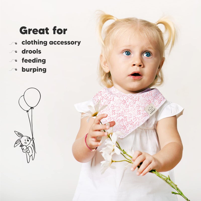 KeaBabies 10-Pack Organic Baby Bandana Bibs for Girls - Super Absorbent Triangle Baby Bibs for Drooling and Teething Infant, 100% Cotton Extra Soft for Newborn, Infant 0-36 Months (Tea Party) - Image 5