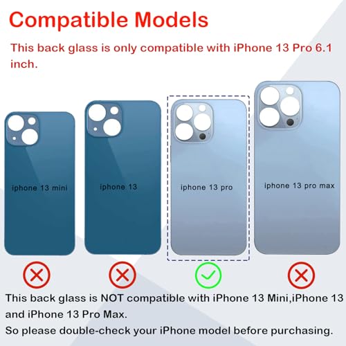Phoupair OEM Rear Back Glass Replacement for iPhone 13 Pro 6.1 Inches with Professional Repair Tool Kit (Sierra Blue) - Image 2