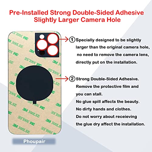 Phoupair OEM Rear Back Glass Replacement for iPhone 13 Pro 6.1 Inches with Professional Repair Tool Kit (Sierra Blue) - Image 4