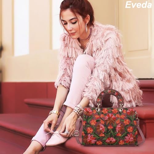 EVEDA Synthetic Leather Gorgeous Embroidery Stylish Design Shoulder Crossbody Hobo Women Handbag, Pink - Image 2