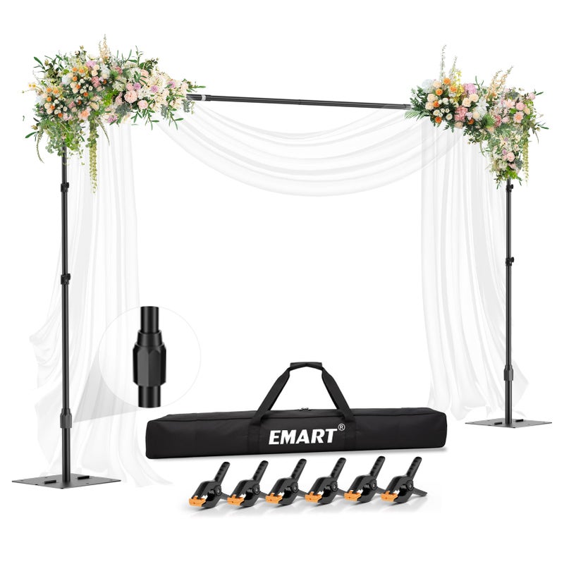 EMART Backdrop Stand,10x7ft(WxH) Adjustable Photo Background Stand with Upgrade Rod,Heavy Duty Flat Base,Metal Pipe and Drape Frame for Wedding,Birthday Party,Decorations,Photography Studio - Image 1