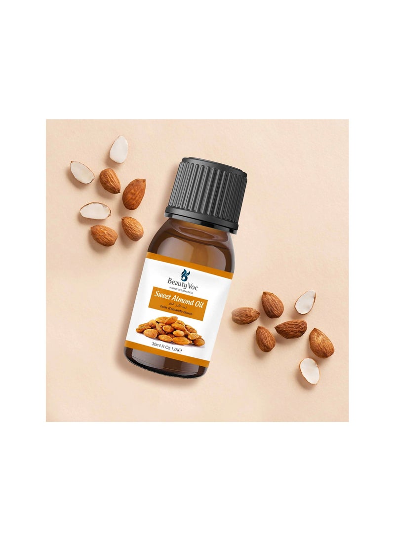 BEAUTY VOC Pure Sweet Almond Oil Extracted from Finest Almonds Enriched in Essential Fatty Acids, Vitamins, and Antioxidants for Skin Hydration, Hair Vitality, Soothing Care and Nourishing Potency 30ml  - Image 3