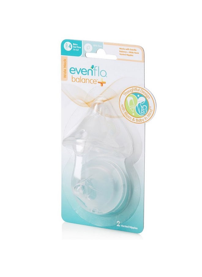 evenflo - Evenflo Feeding Balance Plus Wide Neck Nipples for The Balance Plus Wide Neck Baby Bottles - Helps Reduce Colic - Fast Flow/X-Cut, 8 Months and Up (Pack of 2) - Image 1