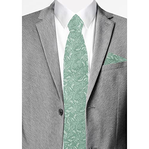 Jacob Alexander Men's Regular Floral Neck Tie - Dusty Sage - Image 3