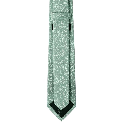Jacob Alexander Men's Regular Floral Neck Tie - Dusty Sage - Image 2