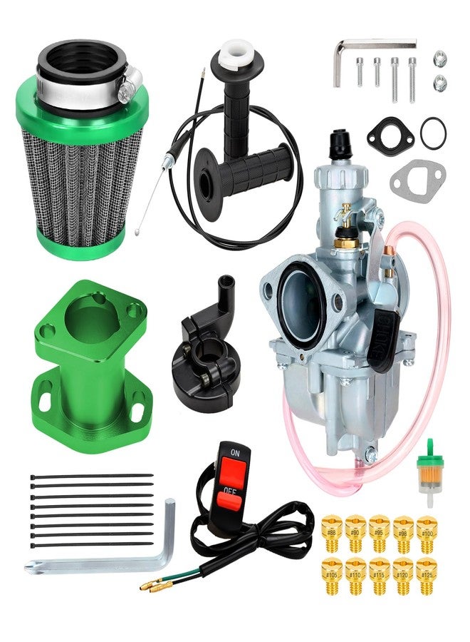FVRITO VM22 26mm Carburetor Carb Throttle Cable Kit for Predator 212cc 196cc Coleman CT200U CT200U-EX BT200X Mini Bike KT196 Go Kart Baja Warrior GX160 GX200 6.5Hp Clone Engine Performance Parts Green - Image 1