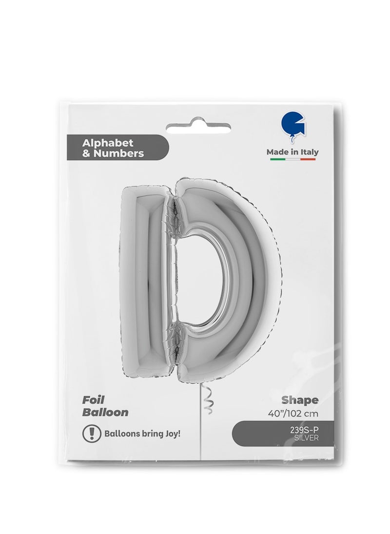 GRABO 40" Foil Balloon Letter D Silver  - Image 2