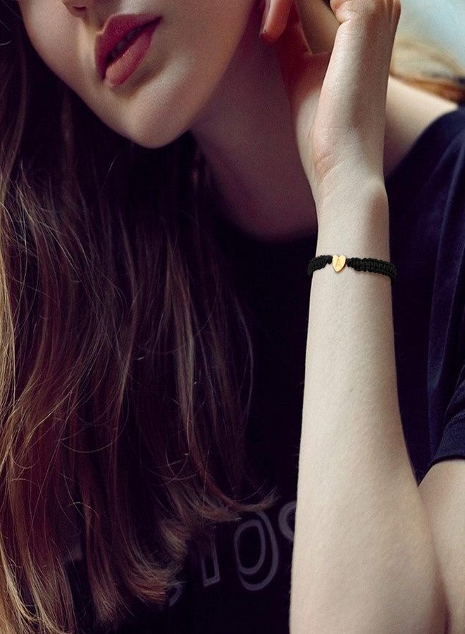 سمر لوف أساور "حب الصيف" الذهبية على شكل قلب للنساء والفتيات - سوار ساحر مصنوع يدويًا من حبل أسود وأحمر مضفر، قابل للتعديل، هدية مثالية للأم أو الابنة أو الصديقة المقربة في عيد ميلادها (أسود-A) - Image 4