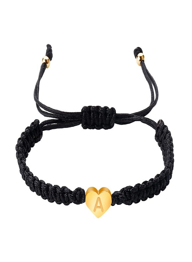 سمر لوف أساور "حب الصيف" الذهبية على شكل قلب للنساء والفتيات - سوار ساحر مصنوع يدويًا من حبل أسود وأحمر مضفر، قابل للتعديل، هدية مثالية للأم أو الابنة أو الصديقة المقربة في عيد ميلادها (أسود-A) - Image 1
