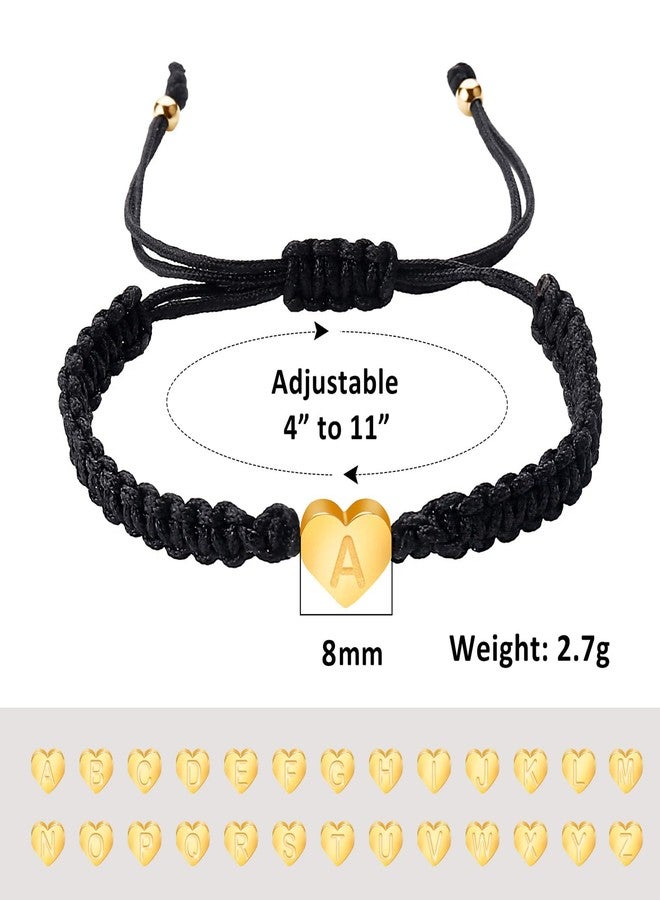 سمر لوف أساور "حب الصيف" الذهبية على شكل قلب للنساء والفتيات - سوار ساحر مصنوع يدويًا من حبل أسود وأحمر مضفر، قابل للتعديل، هدية مثالية للأم أو الابنة أو الصديقة المقربة في عيد ميلادها (أسود-A) - Image 3