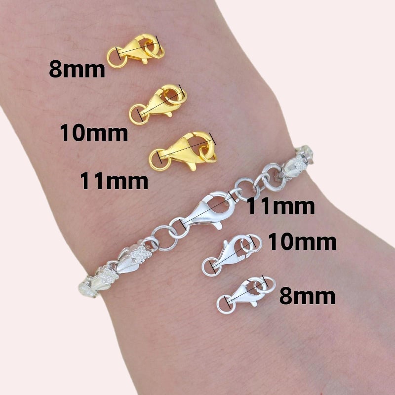 OHINGLT Lobster Claw Clasps with Closed Jump Rings,Necklace Clasps and Closures Suitable for Jewelry Making Necklaces Bracelet (12PCS Silver, (8+9+11) MM/(0.32+0.35+0.41) in) - Image 4