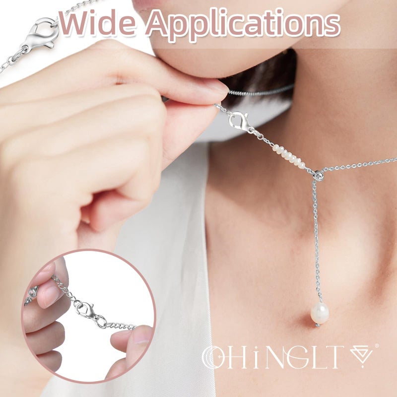 OHINGLT Lobster Claw Clasps with Closed Jump Rings,Necklace Clasps and Closures Suitable for Jewelry Making Necklaces Bracelet (12PCS Silver, (8+9+11) MM/(0.32+0.35+0.41) in) - Image 3