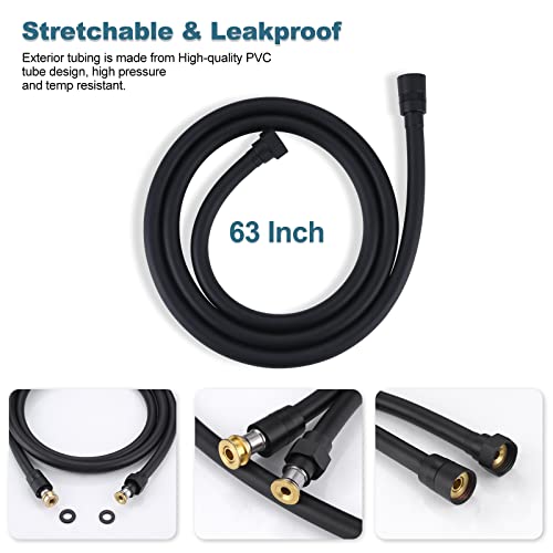 Aleasha Shower Hose, Premium PVC Shower Head Hose Extension for Bathing Toilet Cleaning Dogs Bathing 63 Inches Matte Black Bathroom Handheld Shower Hose - Image 2