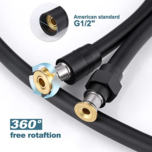 Aleasha Shower Hose, Premium PVC Shower Head Hose Extension for Bathing Toilet Cleaning Dogs Bathing 63 Inches Matte Black Bathroom Handheld Shower Hose - Image 5